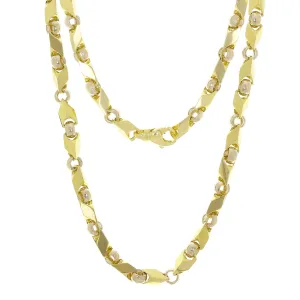 Men's 14k Two Tone Gold Handmade Fashion Link Necklace 24" 7mm 87.6 grams