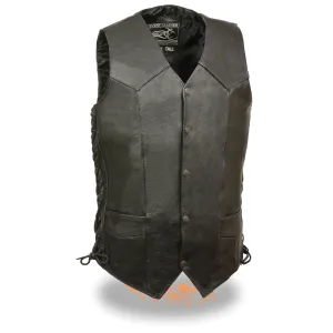 Men's Classic Side Lace Biker Vest - Tall