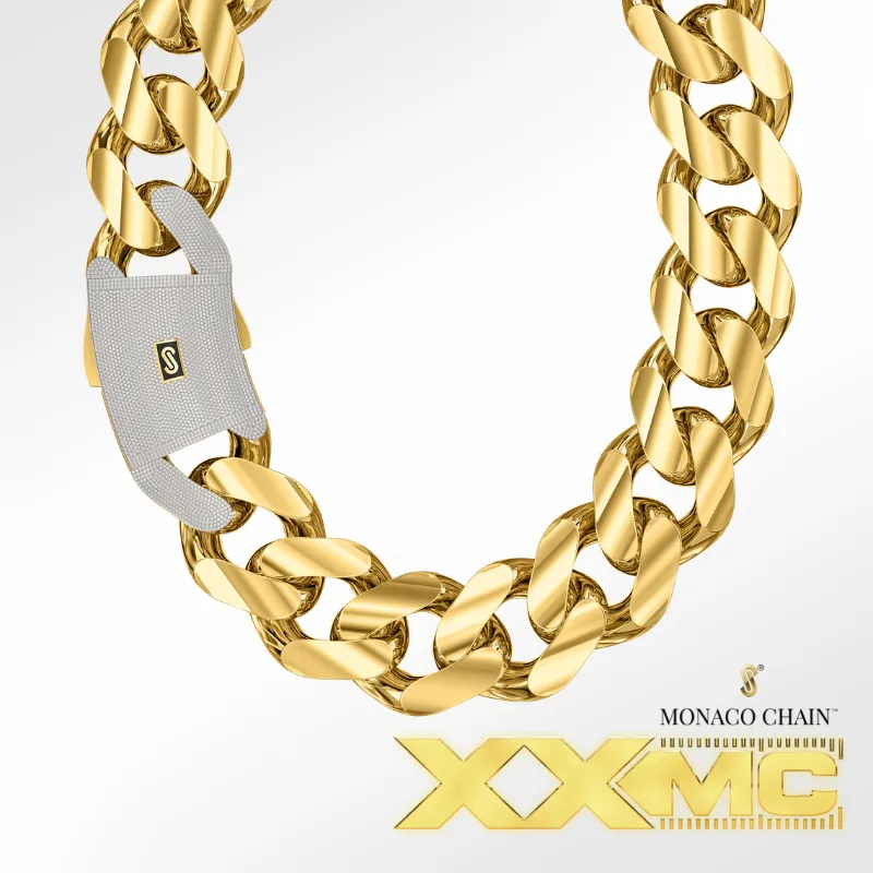 Men's Necklace - Monaco Chain CLASSIC Pavé Lock - 50mm (XXMC)