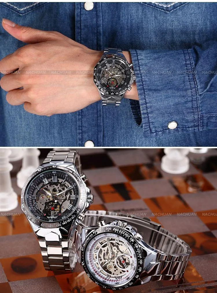 Men's Self Wind Deep Dish Skeleton Watch