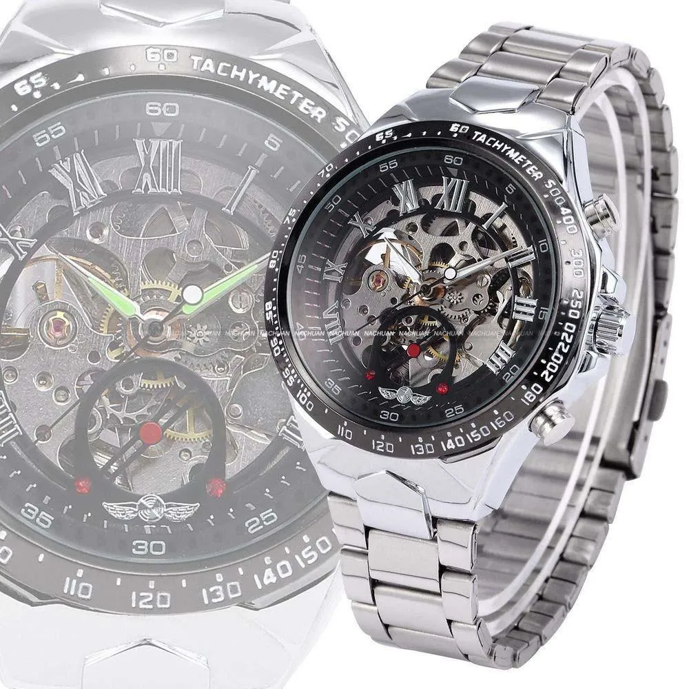 Men's Self Wind Deep Dish Skeleton Watch