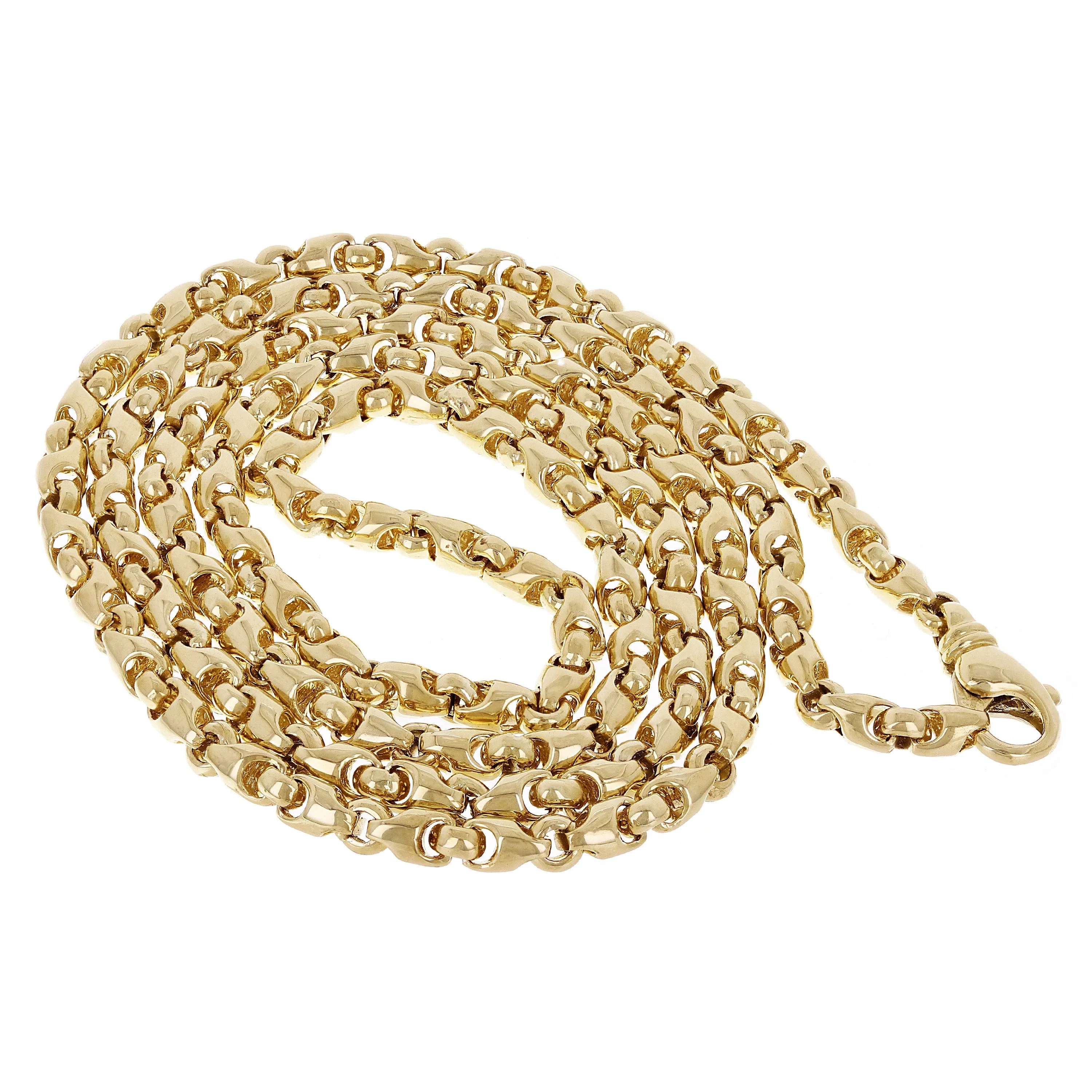 Men's Solid 10k Yellow Gold Handmade Fashion Link Necklace 20" 4.8mm 45.5 grams