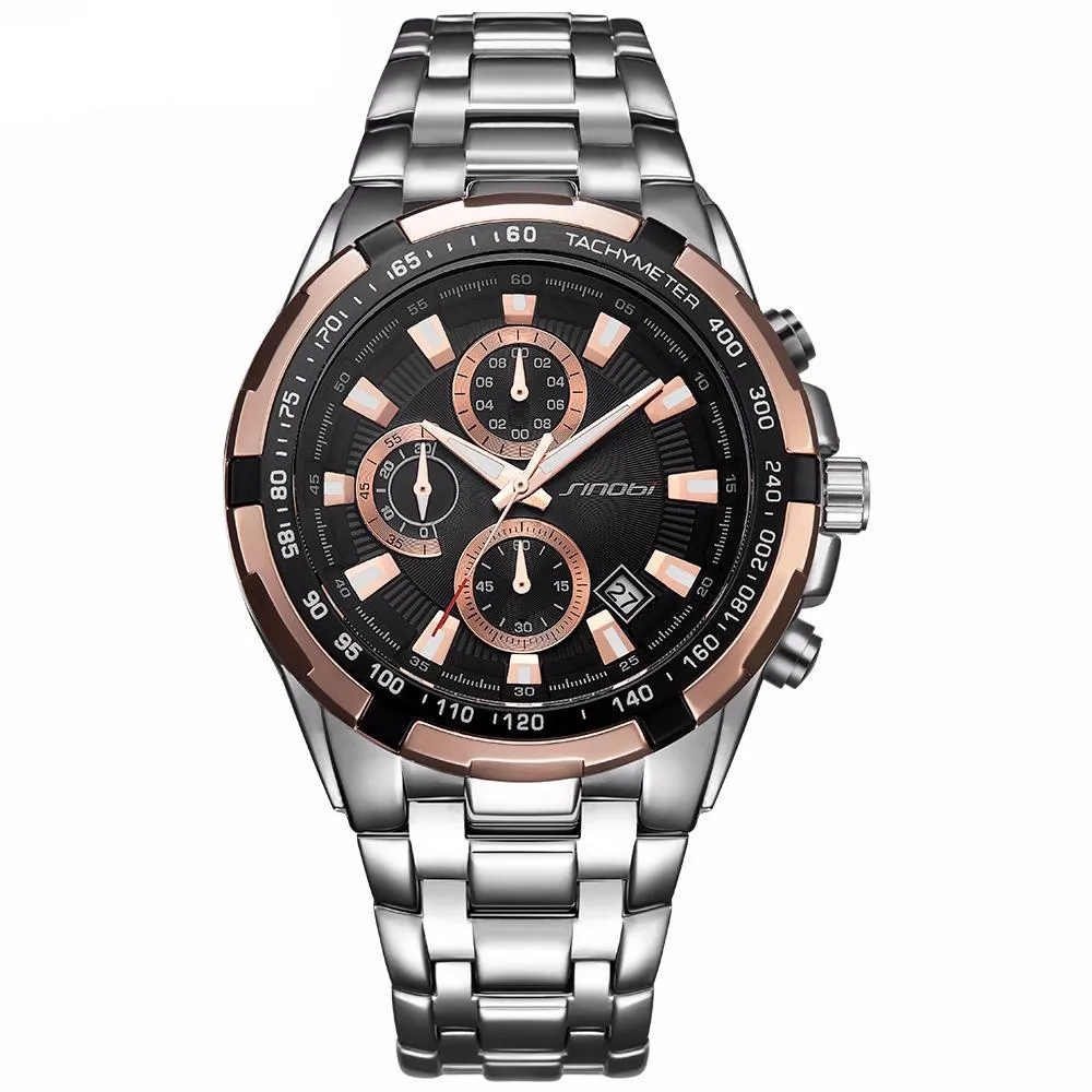 Men's Stainless Steel Fashion Watch - Blackgold,Silverblack,Silverblue