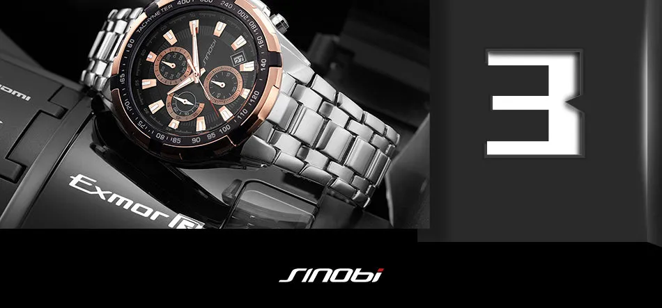Men's Stainless Steel Fashion Watch - Blackgold,Silverblack,Silverblue