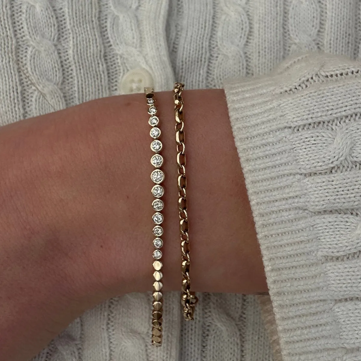 Mini Bezel Diamond & Gold Disc Tennis Bracelet
