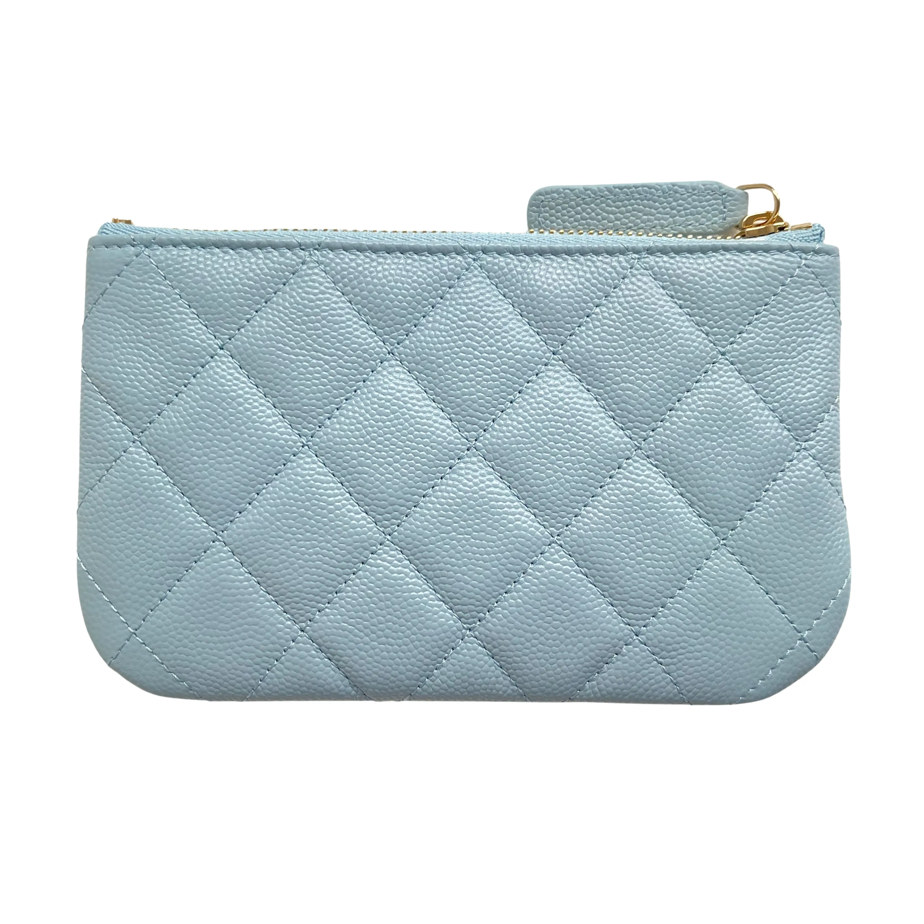 Mini O Case Pouch in 22P Light Blue Caviar