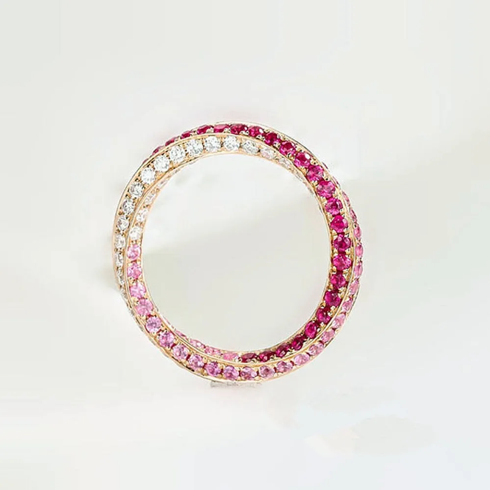Mobius Diamond Ruby Pink Sapphire Ring