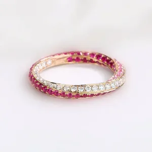 Mobius Diamond Ruby Pink Sapphire Ring