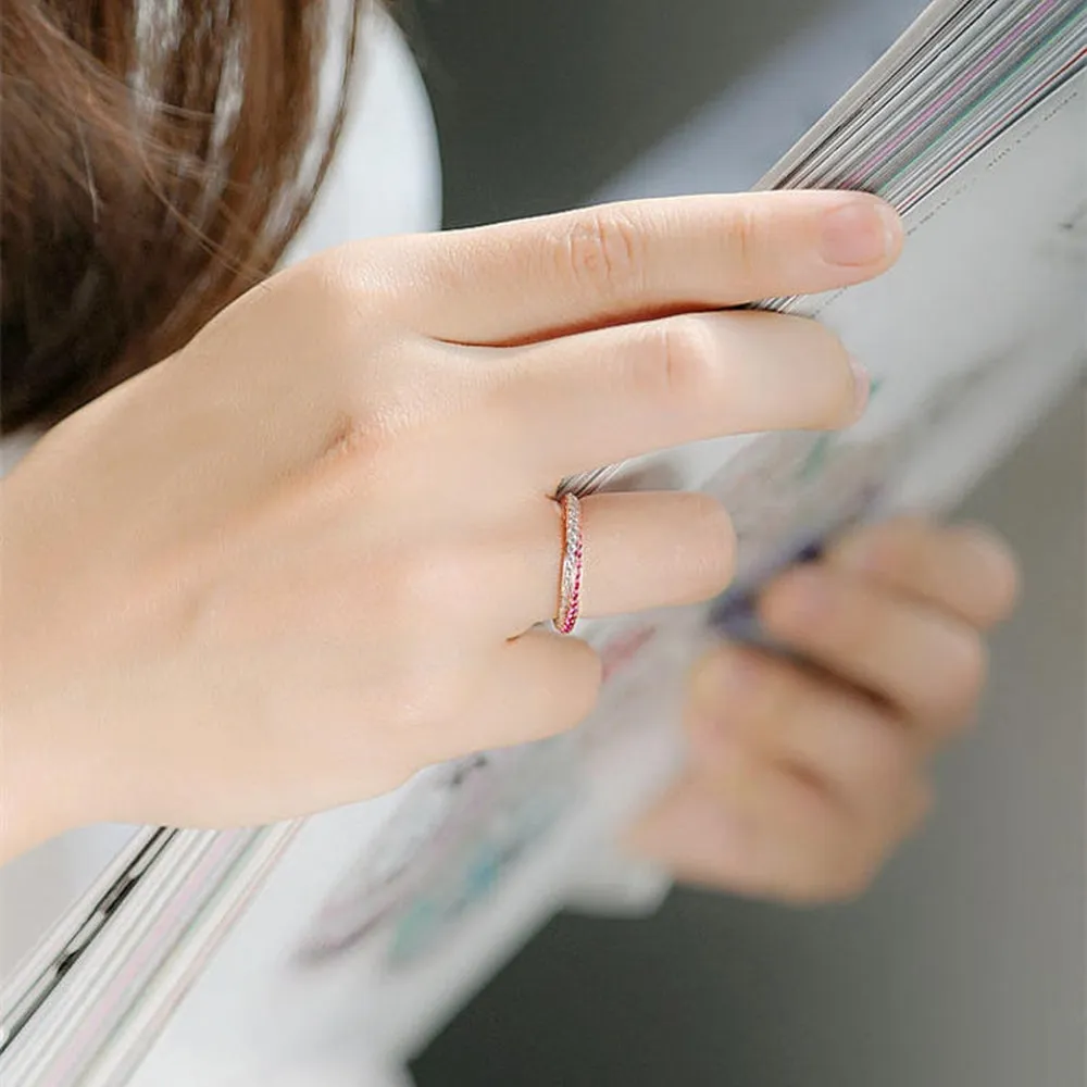 Mobius Diamond Ruby Pink Sapphire Ring
