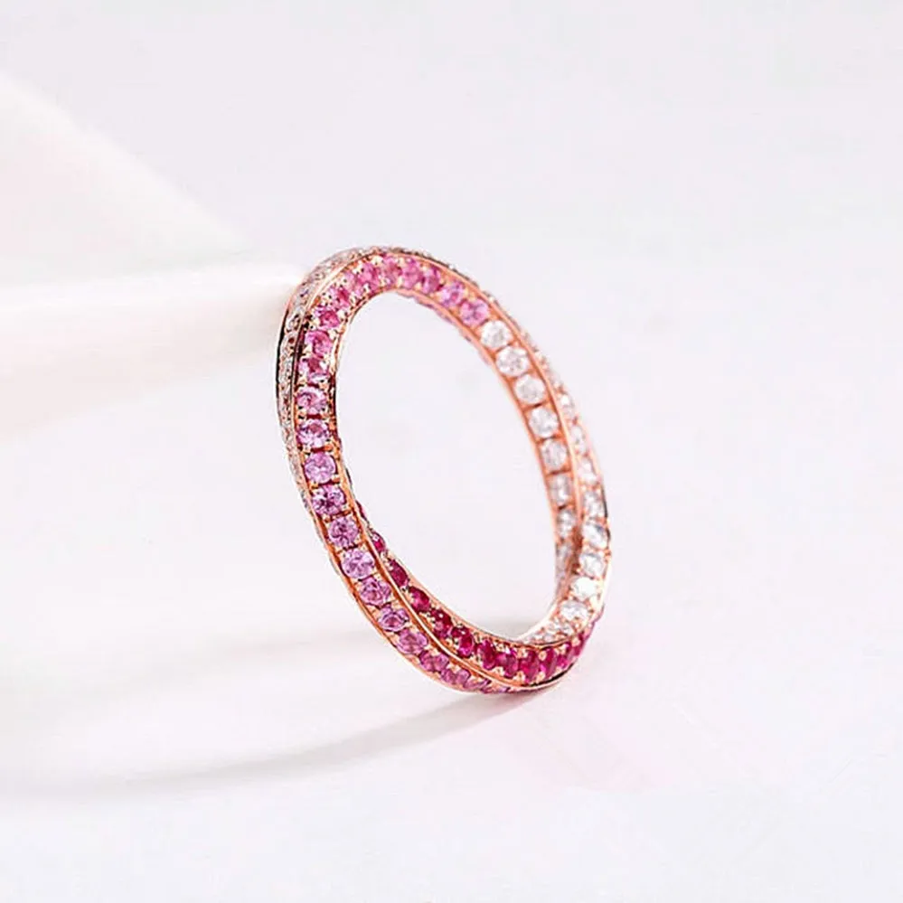 Mobius Diamond Ruby Pink Sapphire Ring
