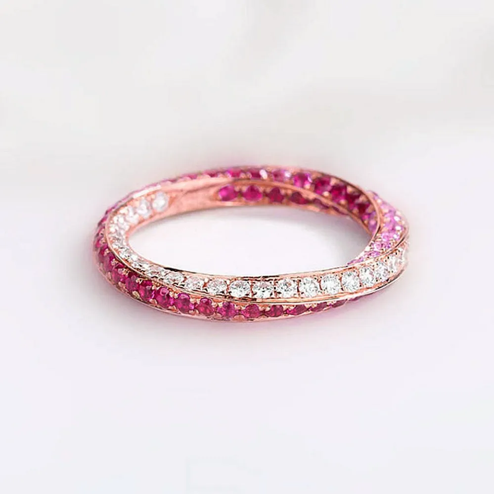 Mobius Diamond Ruby Pink Sapphire Ring