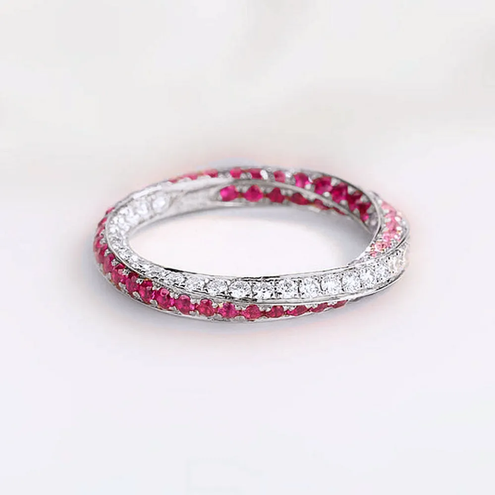 Mobius Diamond Ruby Pink Sapphire Ring