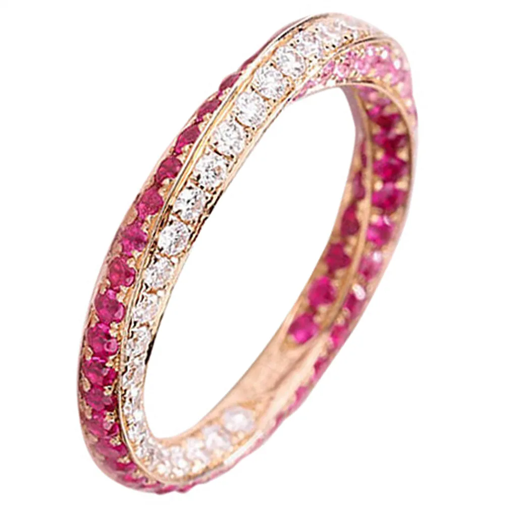 Mobius Diamond Ruby Pink Sapphire Ring