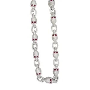 Moissanite & Ruby Skulls Chain