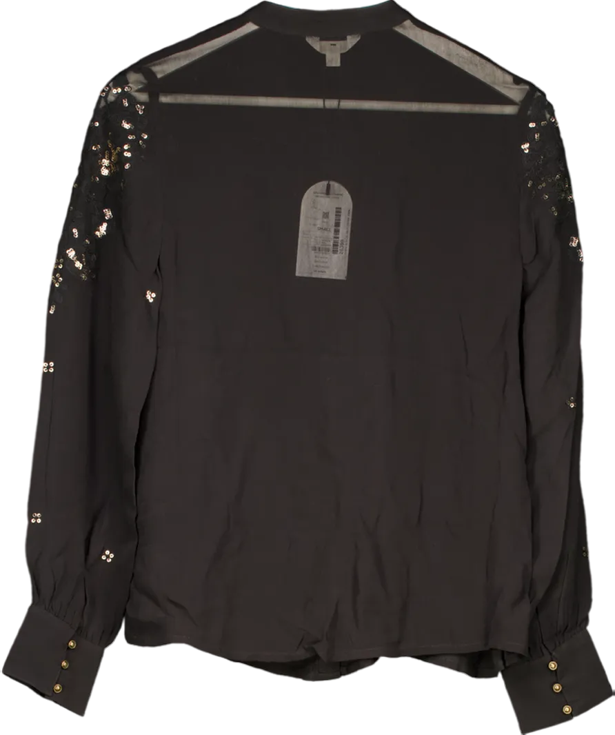 Monsoon Greta Embellished Blouse Black UK 8