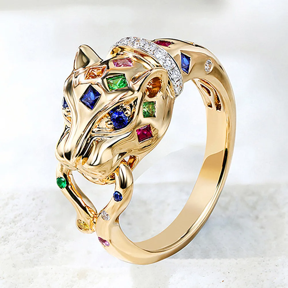 Multi-Gems and Diamond Panther Ring
