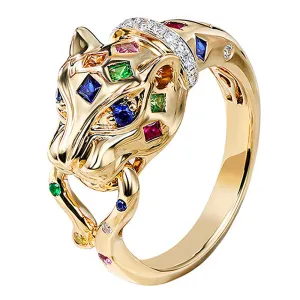Multi-Gems and Diamond Panther Ring