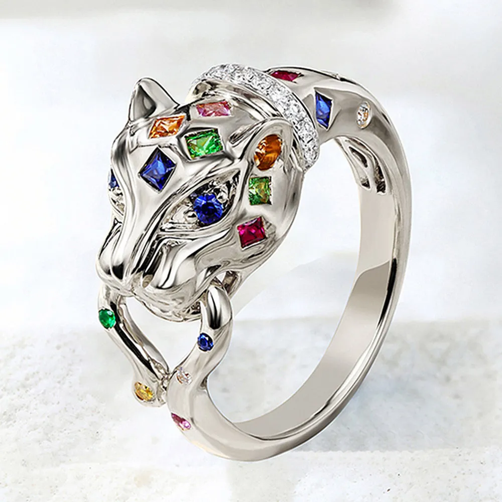 Multi-Gems and Diamond Panther Ring