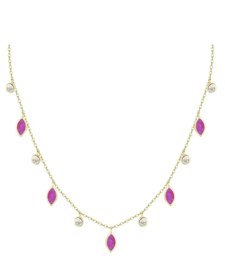 Opal Leaf and Dew Drop Necklace (Available in 3 Colors)