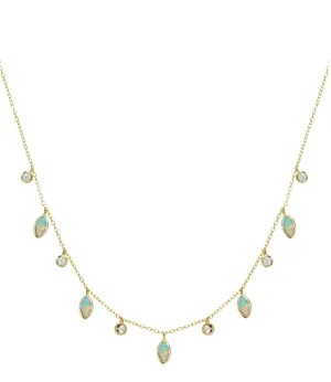 Opal Leaf and Dew Drop Necklace (Available in 3 Colors)
