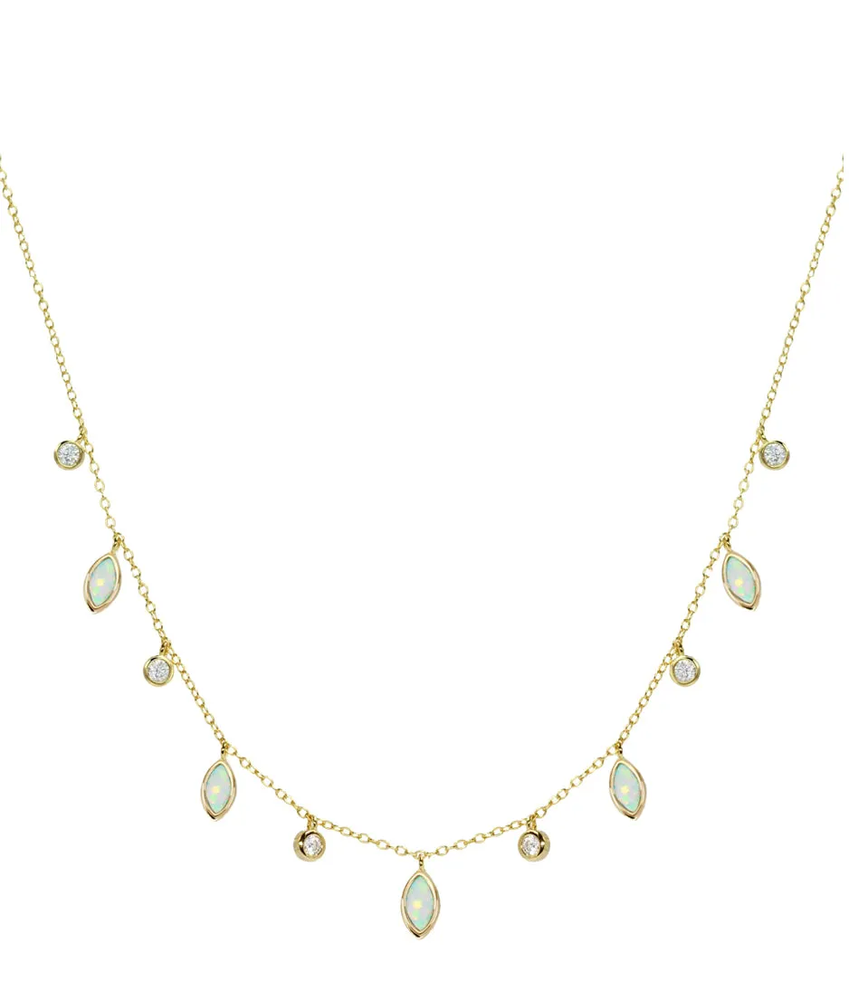 Opal Leaf and Dew Drop Necklace (Available in 3 Colors)