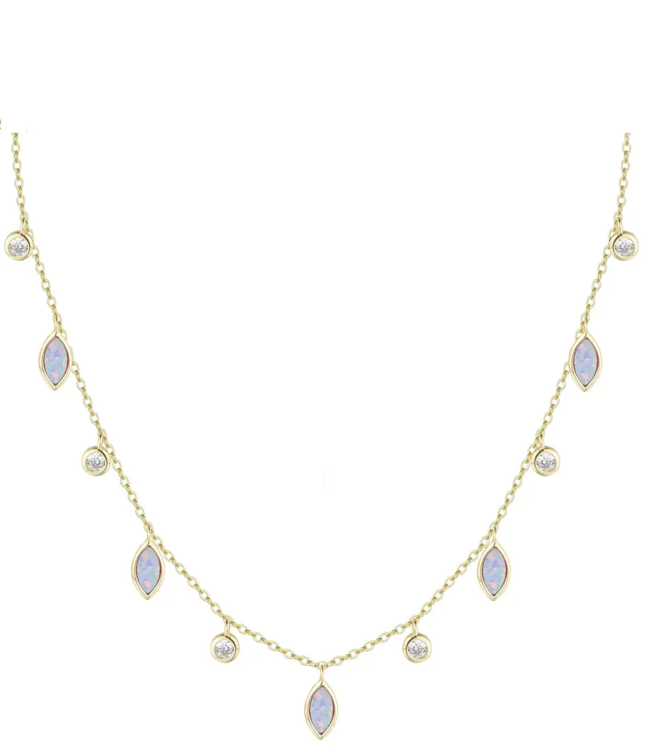 Opal Leaf and Dew Drop Necklace (Available in 3 Colors)