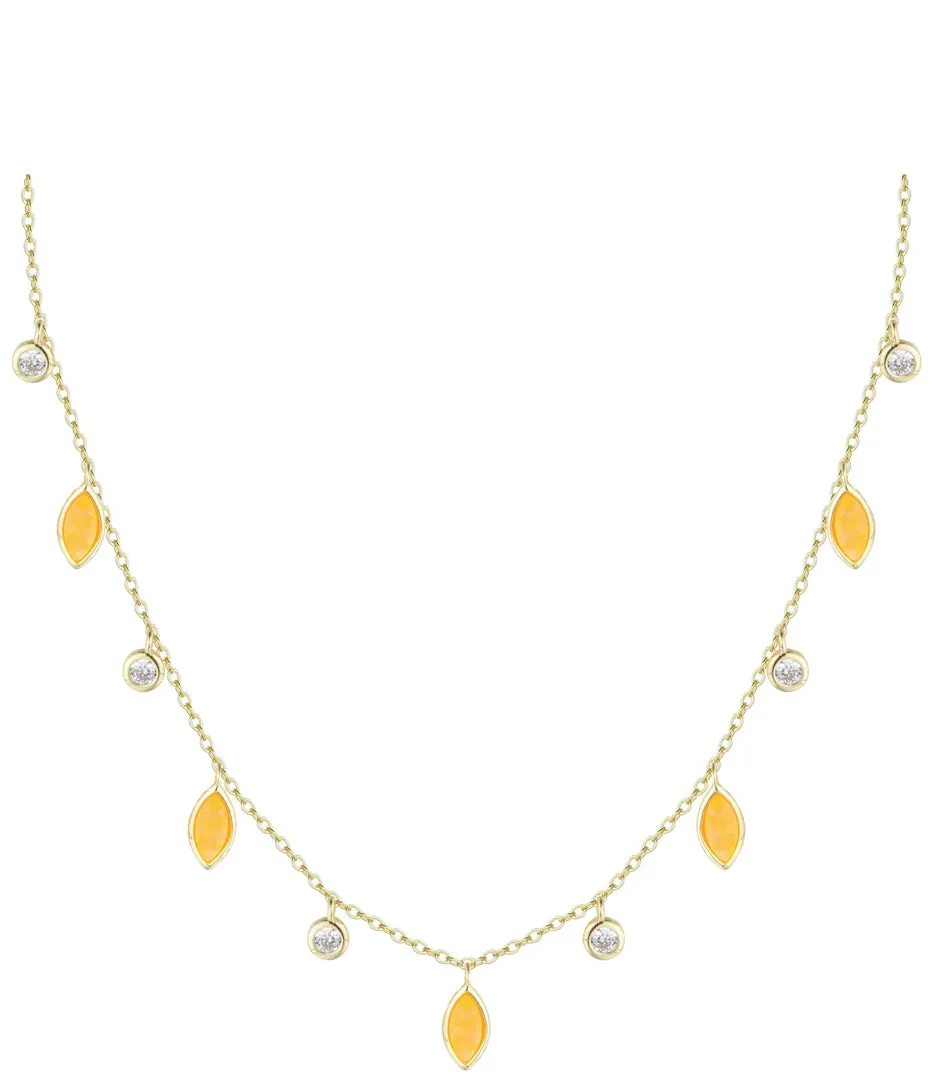 Opal Leaf and Dew Drop Necklace (Available in 3 Colors)