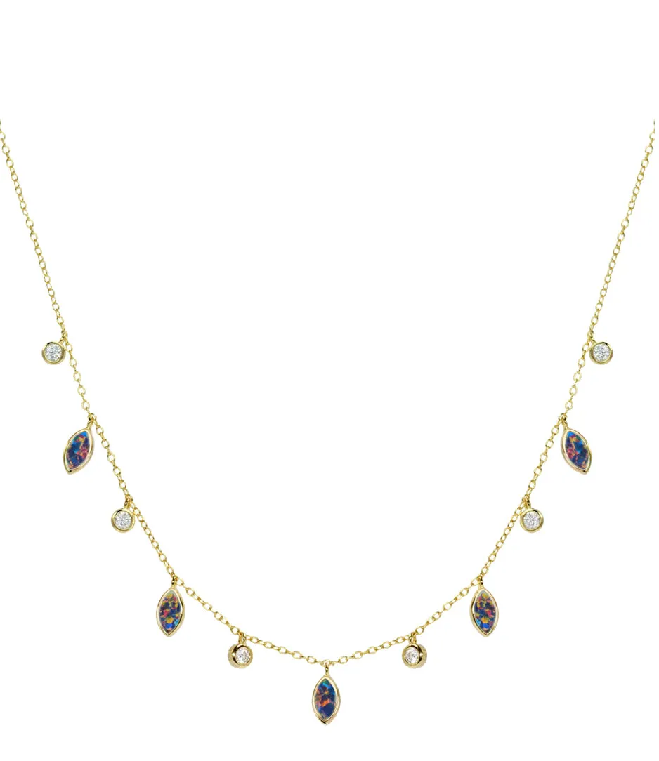 Opal Leaf and Dew Drop Necklace (Available in 3 Colors)