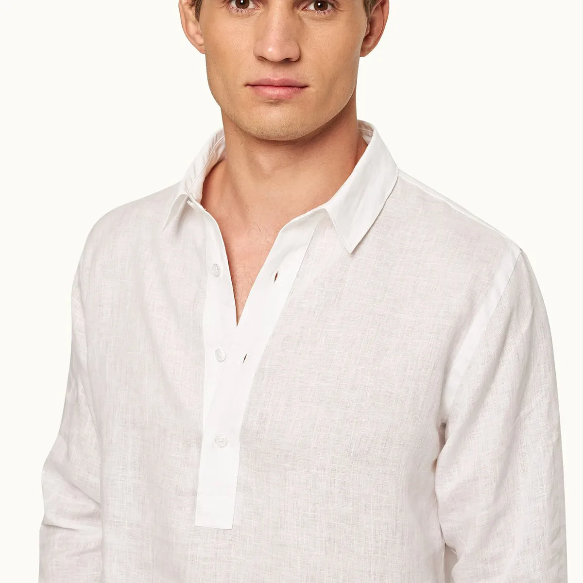 Orlebar Brown - Percy Overhead Linen Shirt in White