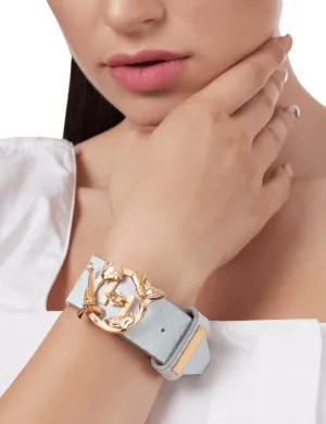 Outhouse   -   OH Series O.H. V Powder Blue Leather Bracelet