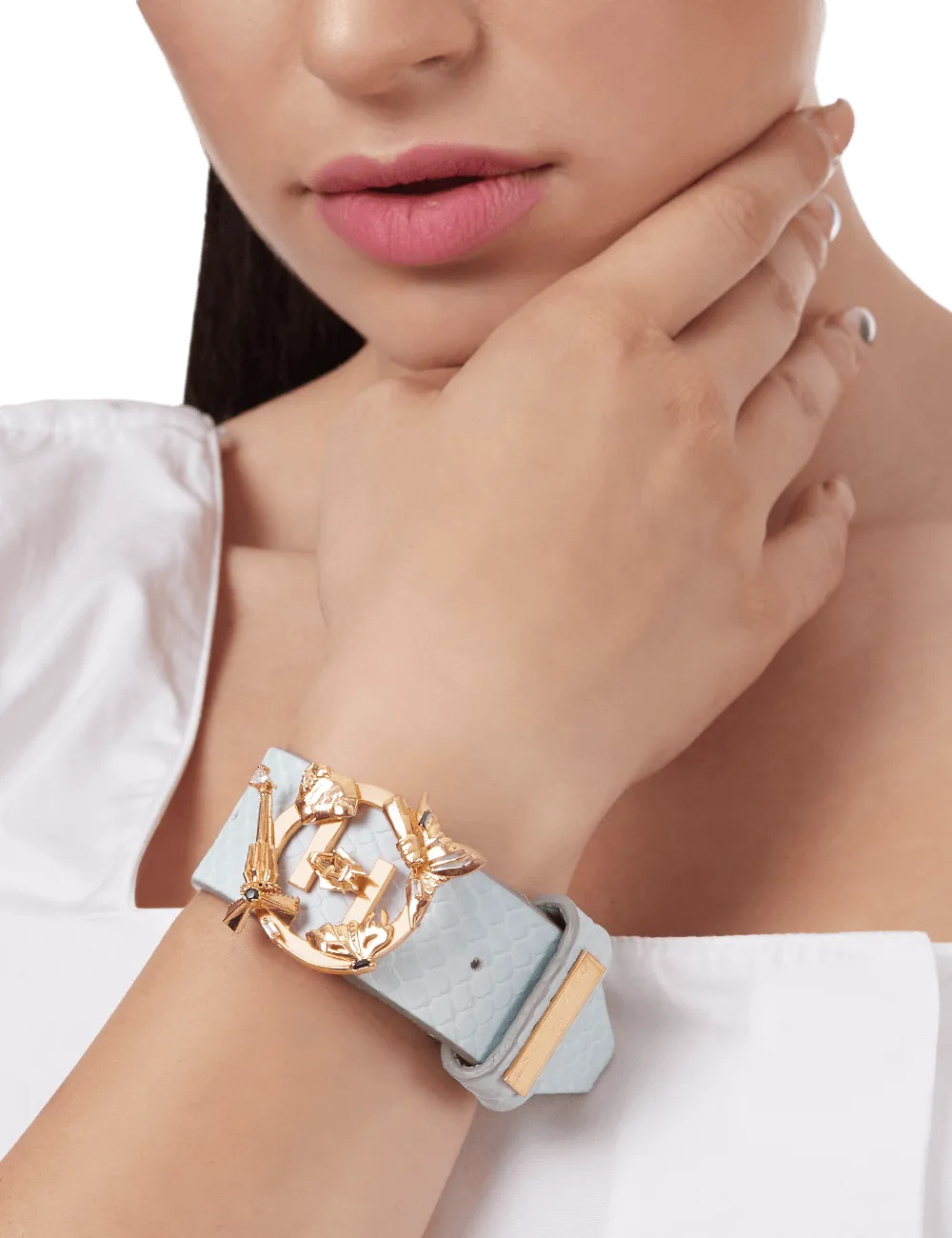 Outhouse   -   OH Series O.H. V Powder Blue Leather Bracelet