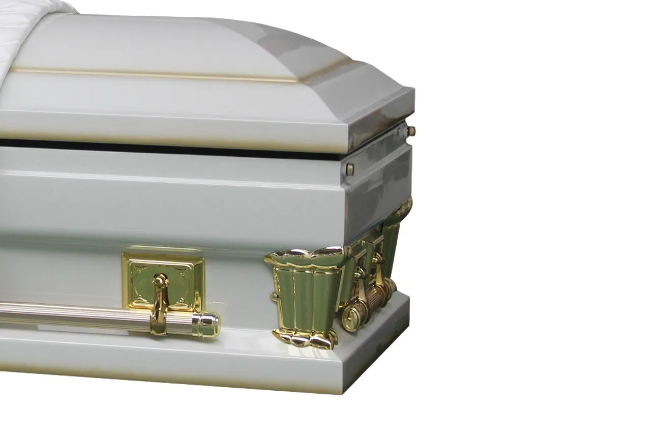Oversized Casket Adams White 27.5" - Antique White Shade Gold Finish
