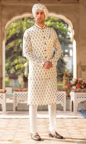 Pakistani Groom Dress in Kurta and Waistcoat Style