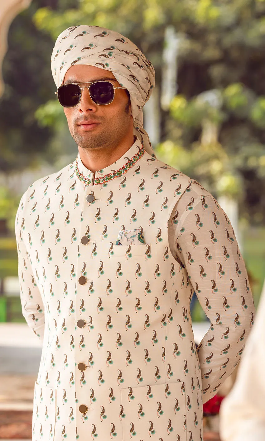 Pakistani Groom Dress in Kurta and Waistcoat Style