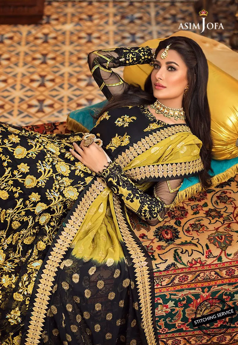 Pakistani Luxury Wedding Party Dress in Black Color #Y6031