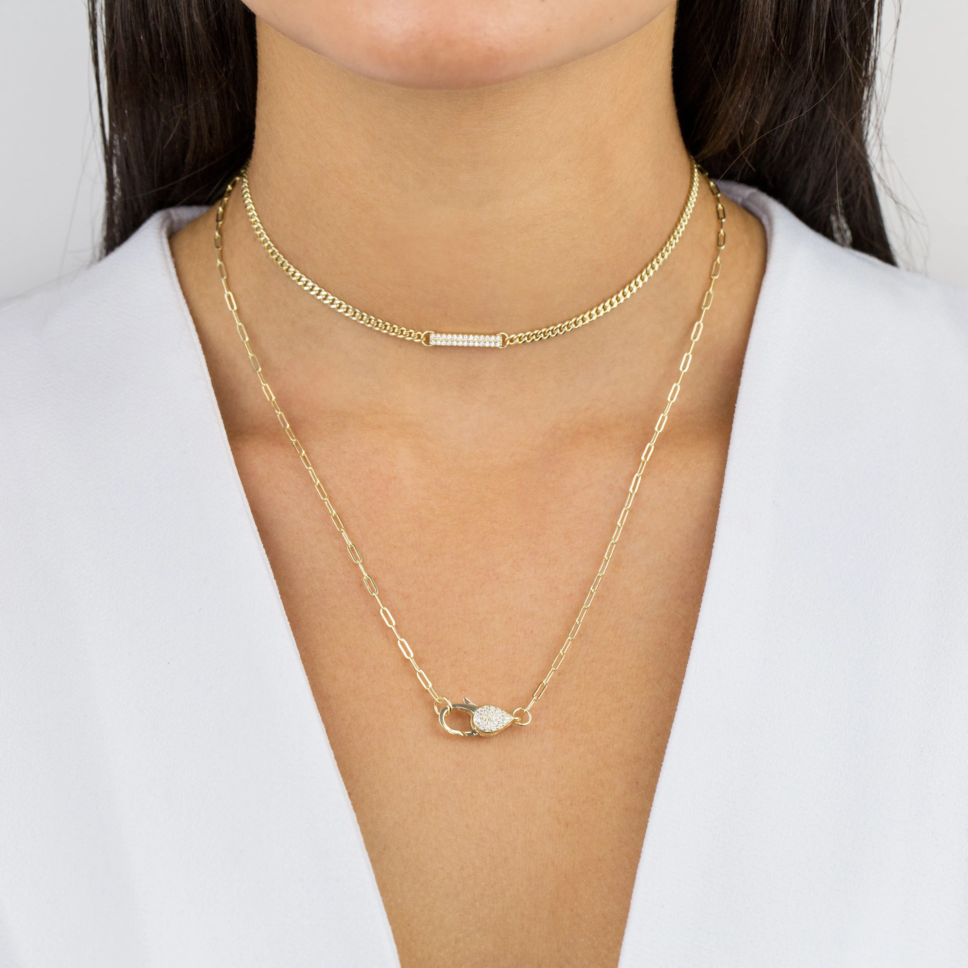 Pavé Clasp Link Necklace