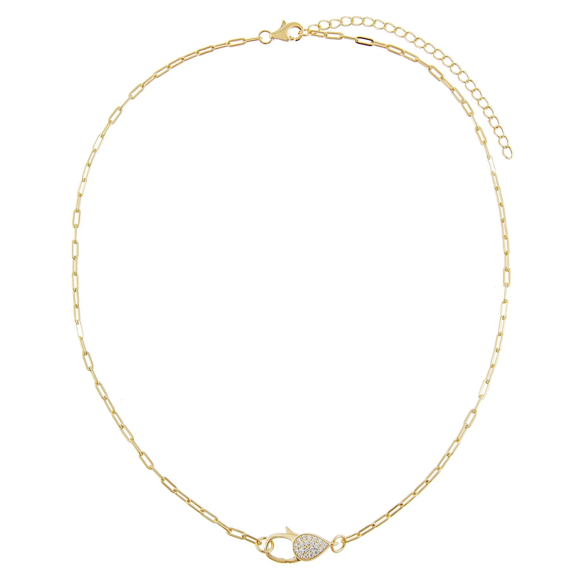 Pavé Clasp Link Necklace