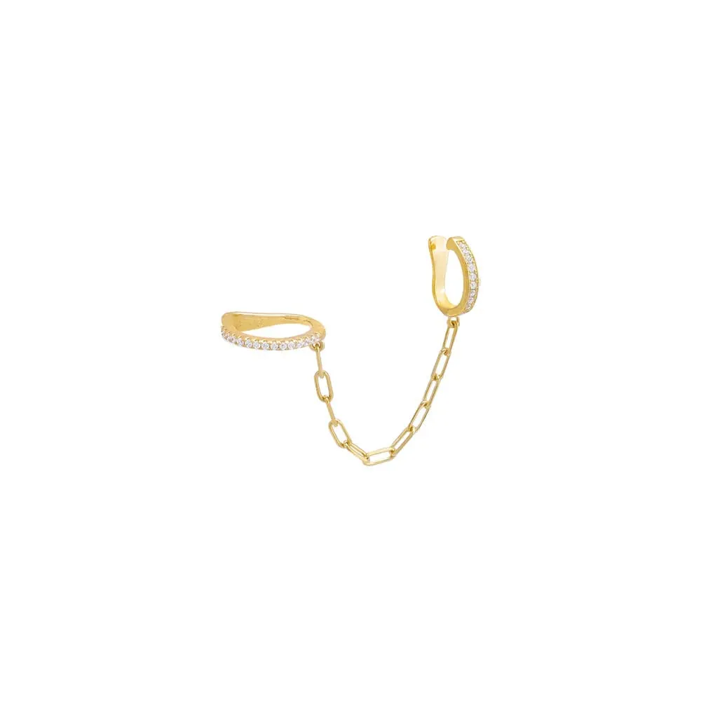 Pavé Double Link Chain Ear Cuff Earring