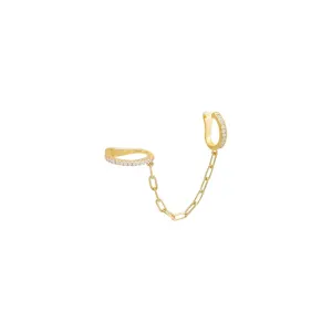 Pavé Double Link Chain Ear Cuff Earring