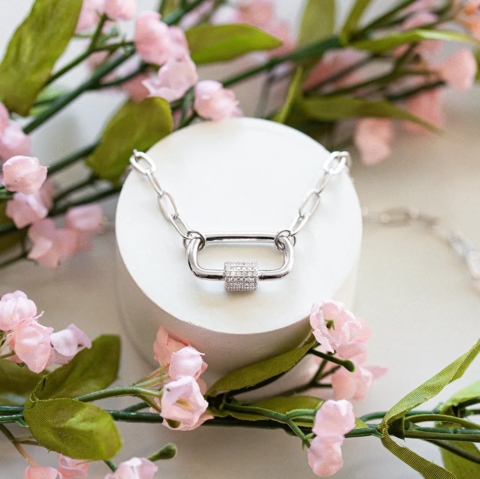 Pave Link Paperclip Chain Necklace