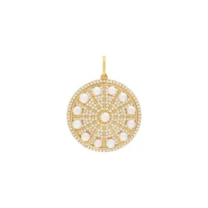 Pave X Pearls Medallion Necklace Charm