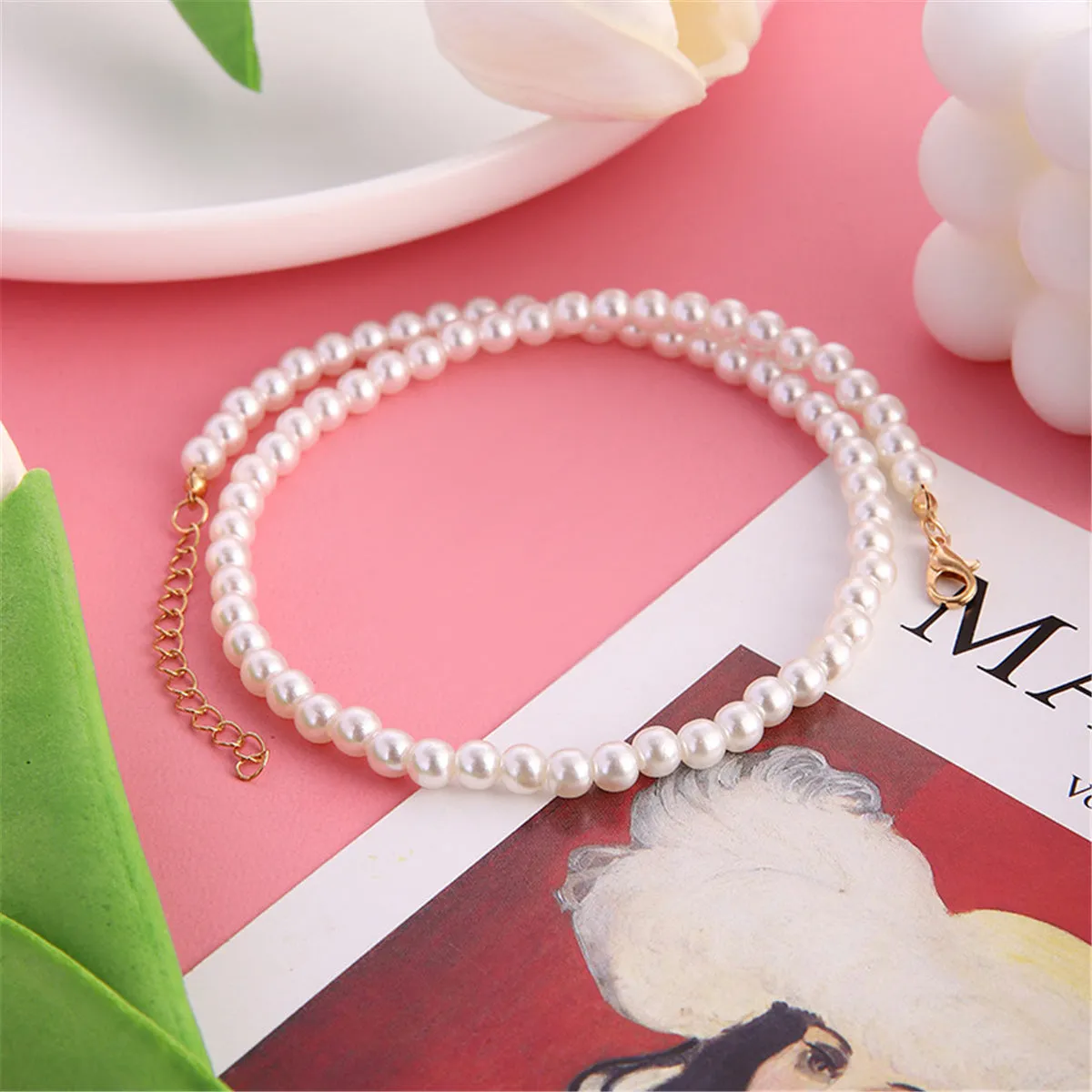Pearl & 18K Gold-Plated Beaded Choker Necklace