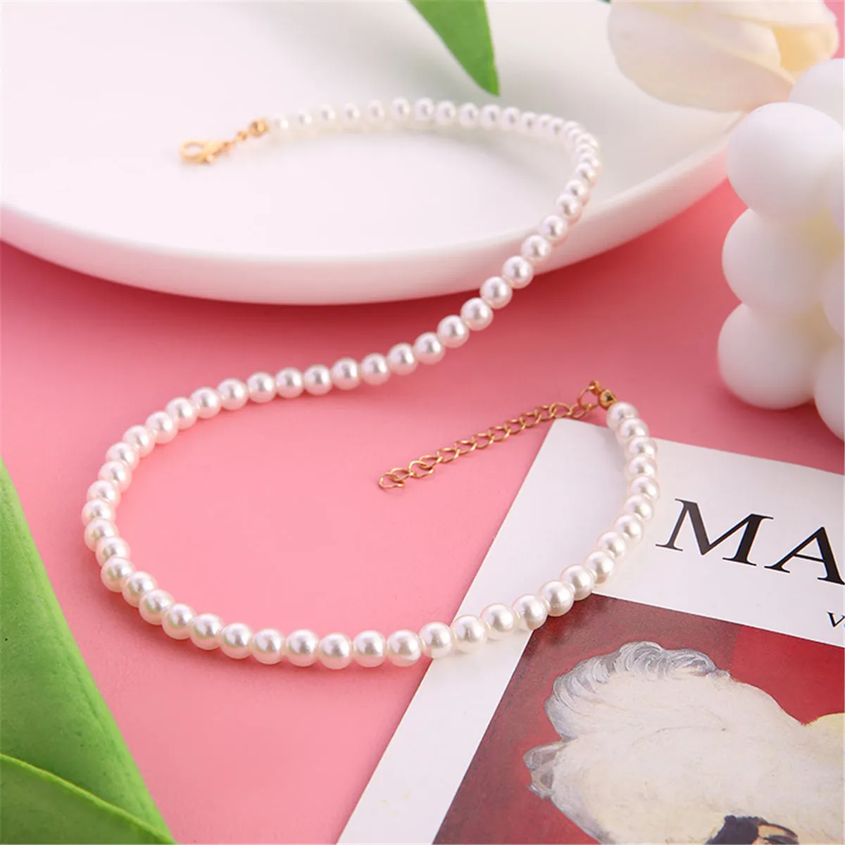 Pearl & 18K Gold-Plated Beaded Choker Necklace