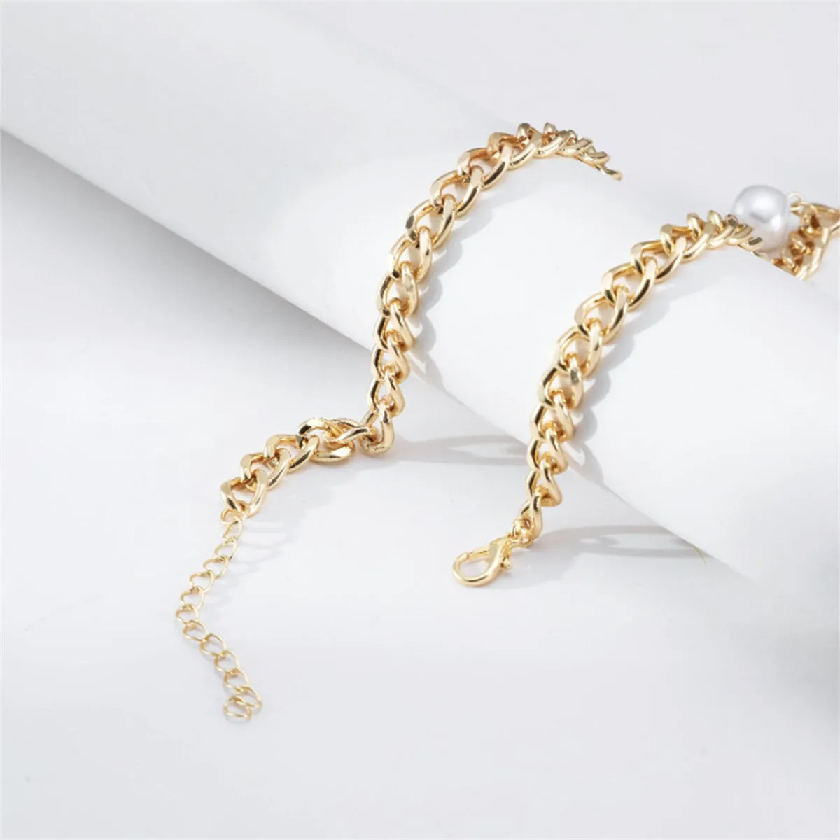 Pearl & 18K Gold-Plated Chain Asymmetrical Round Pendant Necklace