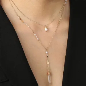 Pearl & 18K Gold-Plated Crystal-Accent Layer Lariat Necklace