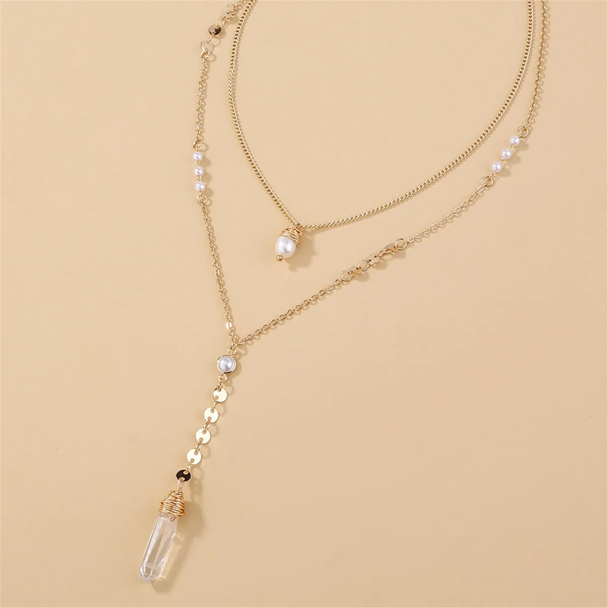 Pearl & 18K Gold-Plated Crystal-Accent Layer Lariat Necklace
