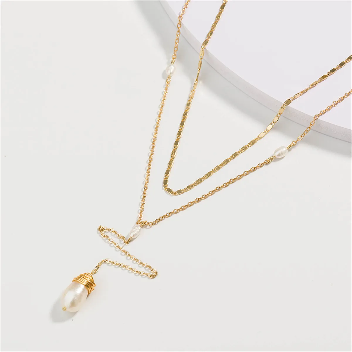 Pearl & 18K Gold-Plated Drop Pendant Necklace