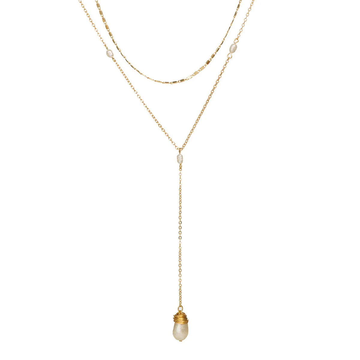 Pearl & 18K Gold-Plated Drop Pendant Necklace