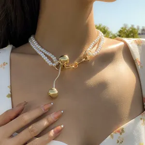 Pearl & 18K Gold-Plated Layered Lariat Necklace