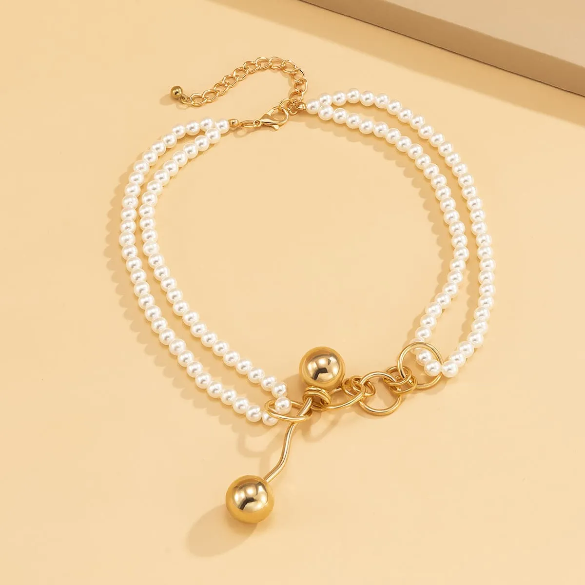 Pearl & 18K Gold-Plated Layered Lariat Necklace
